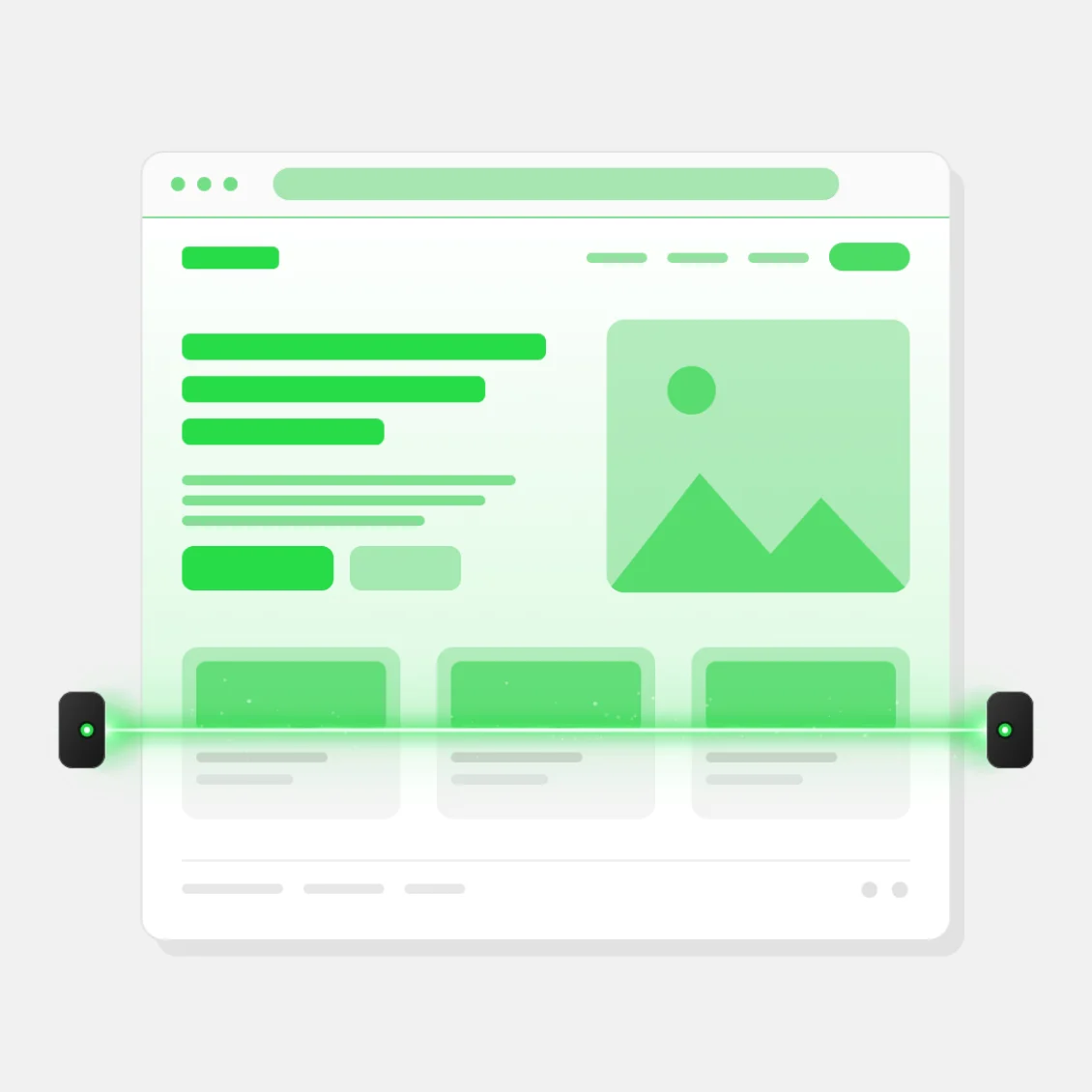 A website page being scanned line by line against the rules